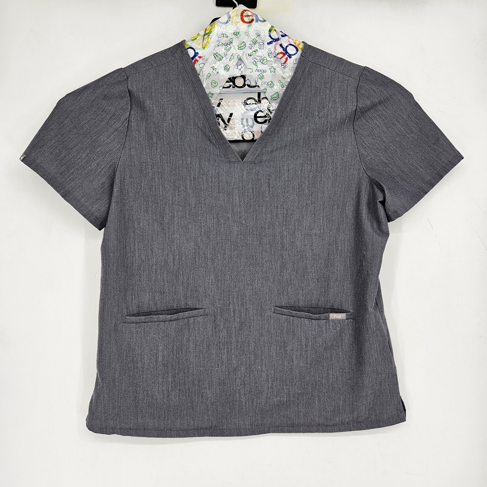 Figs Scrub Top Womens XXL Casma Three Pocket Technical Collection Heather Gray